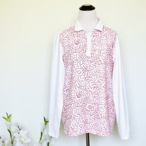 Louis Castel Golf Polo Shirt Long Sleeve White Red SZ 105